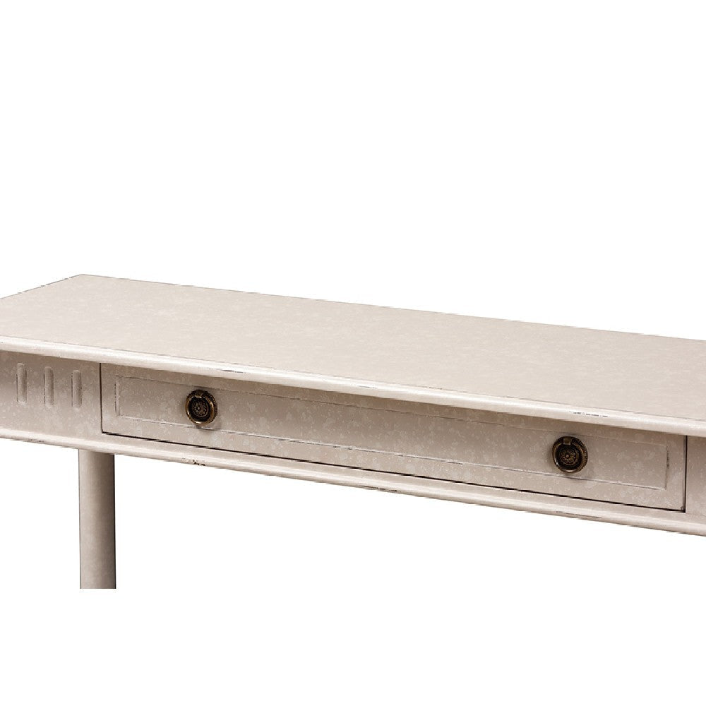 Baxton Studio Ariella Country Cottage Farmhouse Whitewashed 1-Drawer Console Table WHI-RAM13-Whitewashed-ST