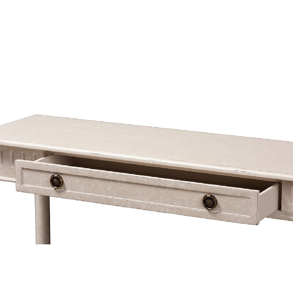 Baxton Studio Ariella Country Cottage Farmhouse Whitewashed 1-Drawer Console Table WHI-RAM13-Whitewashed-ST