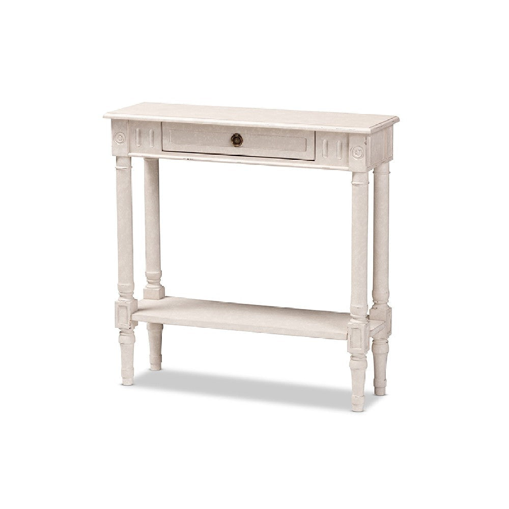 Baxton Studio Ariella Country Cottage Farmhouse Whitewashed 1-Drawer Console Table WHI-RAM13-Whitewashed-ST