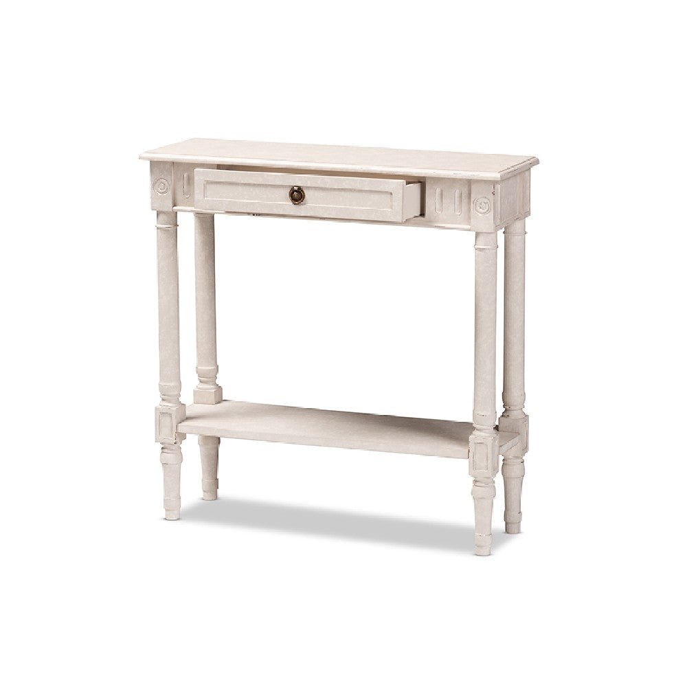 Baxton Studio Ariella Country Cottage Farmhouse Whitewashed 1-Drawer Console Table WHI-RAM13-Whitewashed-ST