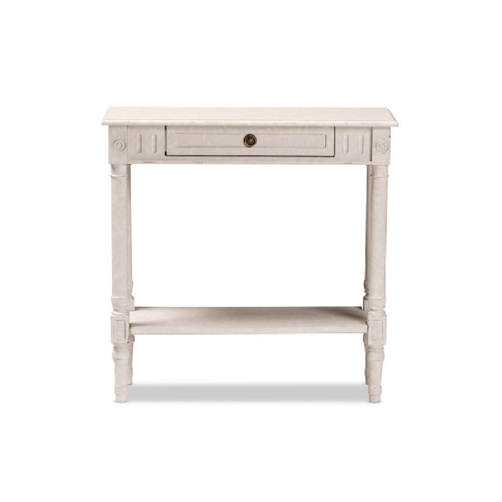 Baxton Studio Ariella Country Cottage Farmhouse Whitewashed 1-Drawer Console Table WHI-RAM13-Whitewashed-ST