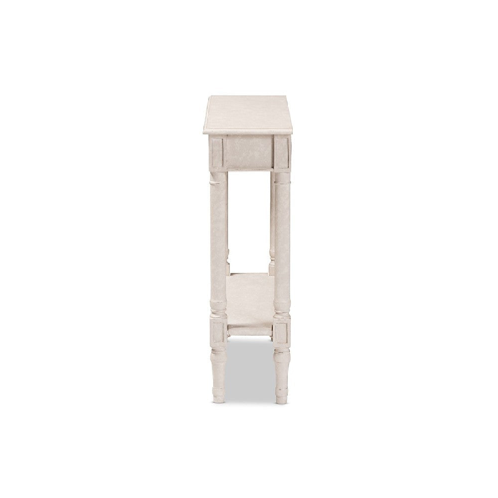 Baxton Studio Ariella Country Cottage Farmhouse Whitewashed 1-Drawer Console Table WHI-RAM13-Whitewashed-ST