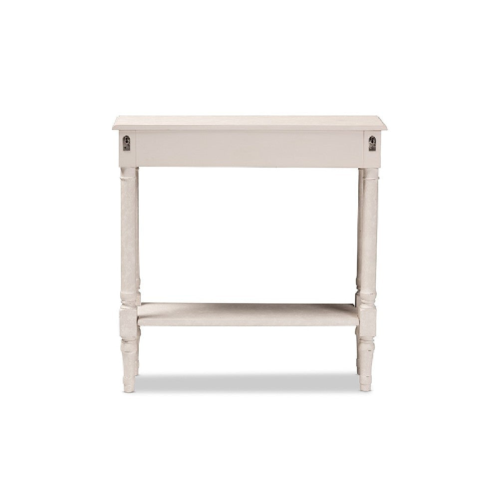 Baxton Studio Ariella Country Cottage Farmhouse Whitewashed 1-Drawer Console Table WHI-RAM13-Whitewashed-ST