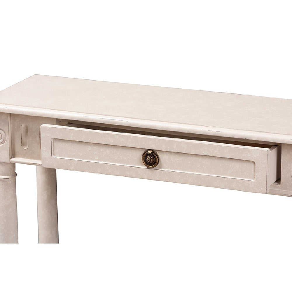 Baxton Studio Ariella Country Cottage Farmhouse Whitewashed 1-Drawer Console Table WHI-RAM13-Whitewashed-ST