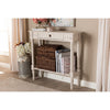 Baxton Studio Ariella Country Cottage Farmhouse Whitewashed 1-Drawer Console Table WHI-RAM13-Whitewashed-ST
