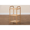 bali & pari Barras Modern Bohemian Natural Brown Finished Rattan 3-Tier Display Shelf