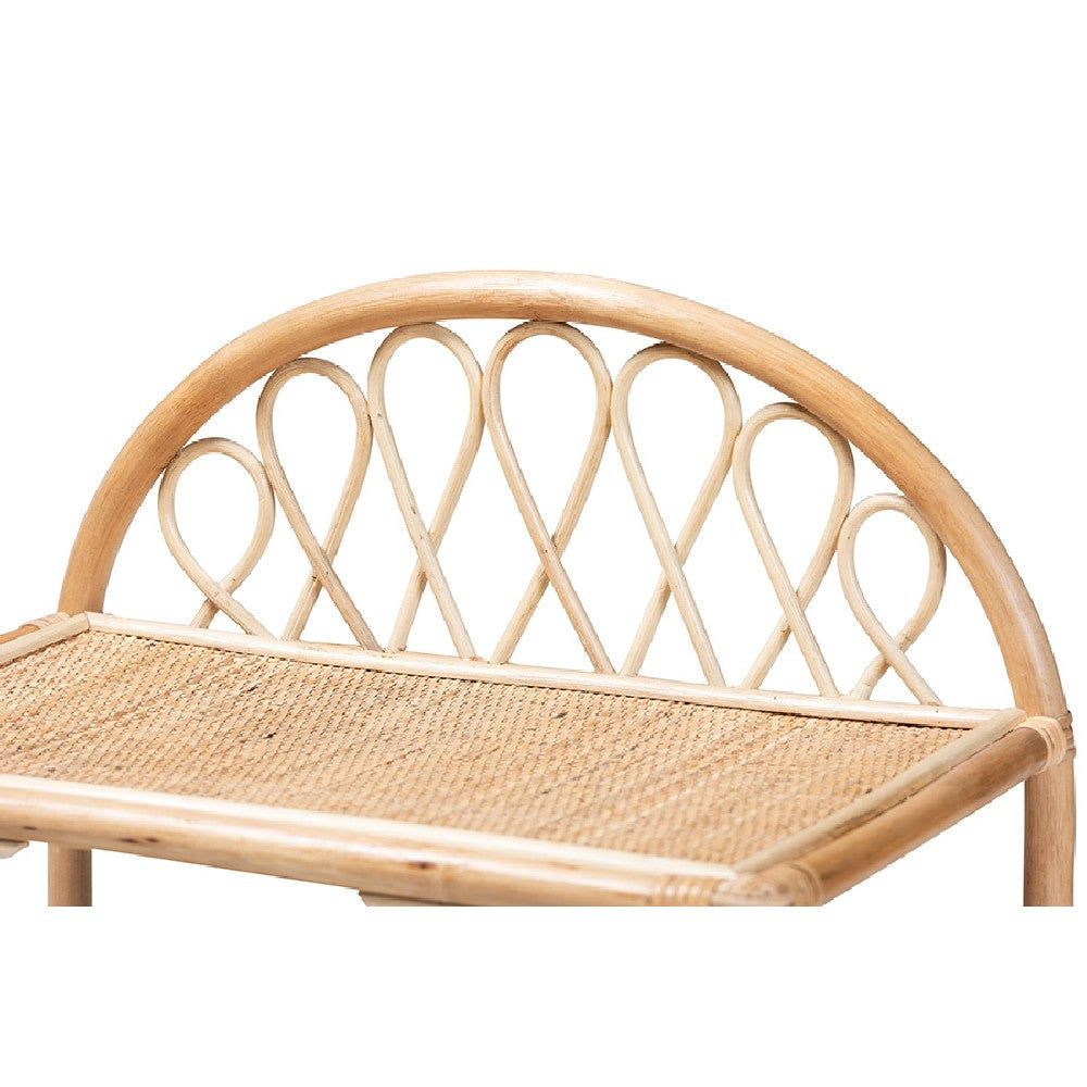 bali & pari Redell Modern Bohemian Natural Brown Rattan 3-Tier Display Shelf WHI-RBS017-Rattan-Shelf