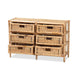 bali & pari Dariana Modern Bohemian Natural Brown Rattan 6-Drawer Storage Cabinet WHI-RBS018-Rattan-6DW-Cabinet