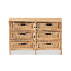 bali & pari Dariana Modern Bohemian Natural Brown Rattan 6-Drawer Storage Cabinet WHI-RBS018-Rattan-6DW-Cabinet