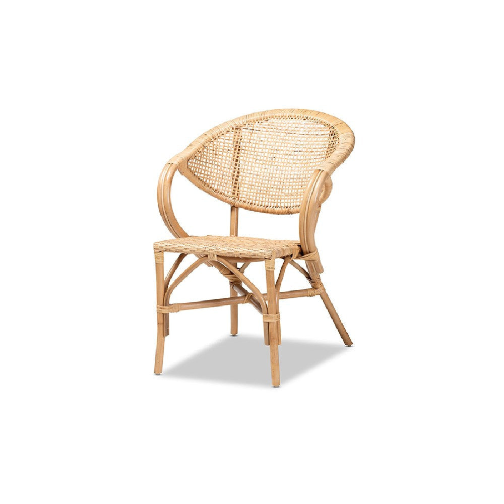 bali & pari Varick Modern Bohemian Natural Brown Finished Rattan Dining Chair WHI-RCN001-Rattan-DC