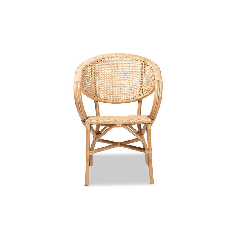 bali & pari Varick Modern Bohemian Natural Brown Finished Rattan Dining Chair WHI-RCN001-Rattan-DC
