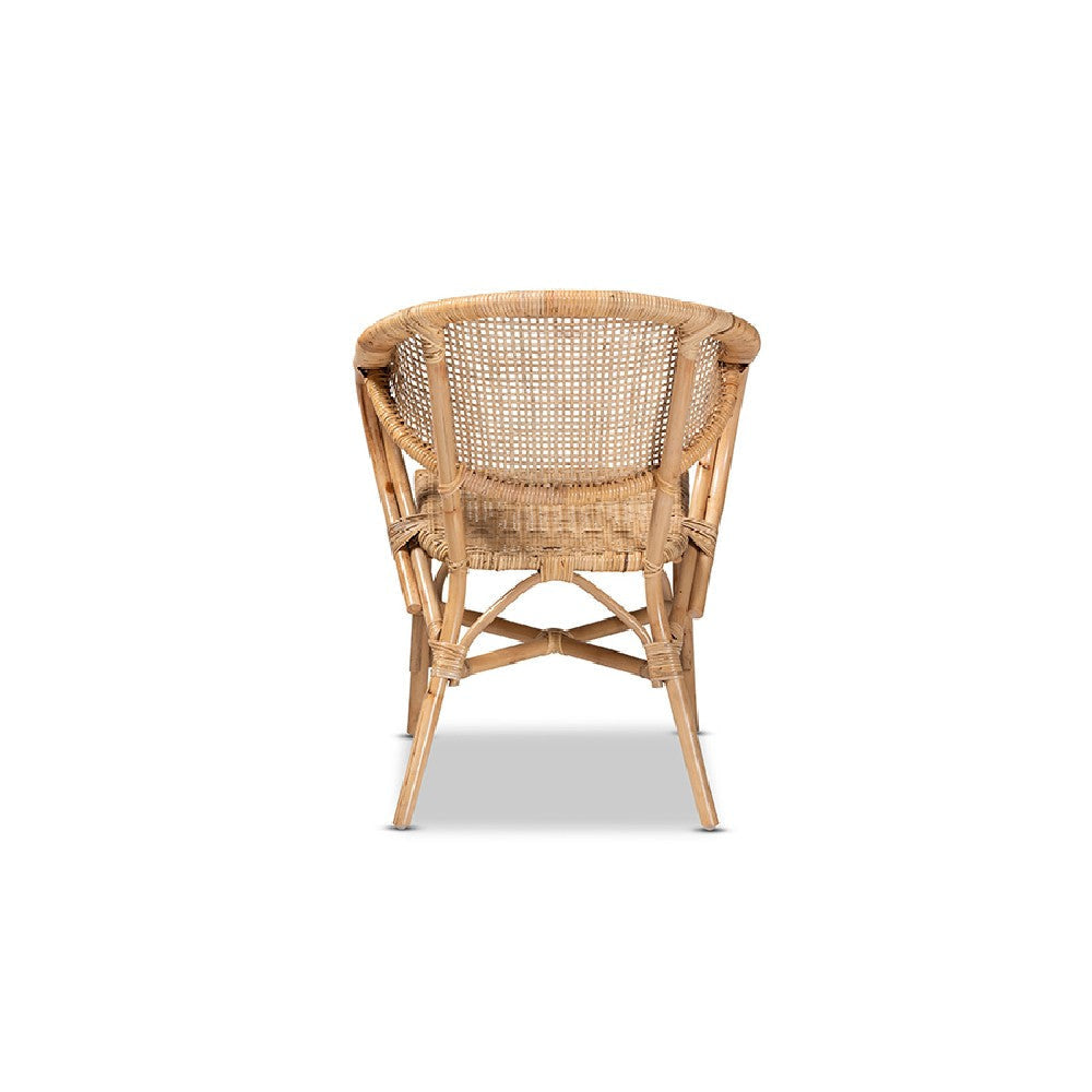 bali & pari Varick Modern Bohemian Natural Brown Finished Rattan Dining Chair WHI-RCN001-Rattan-DC