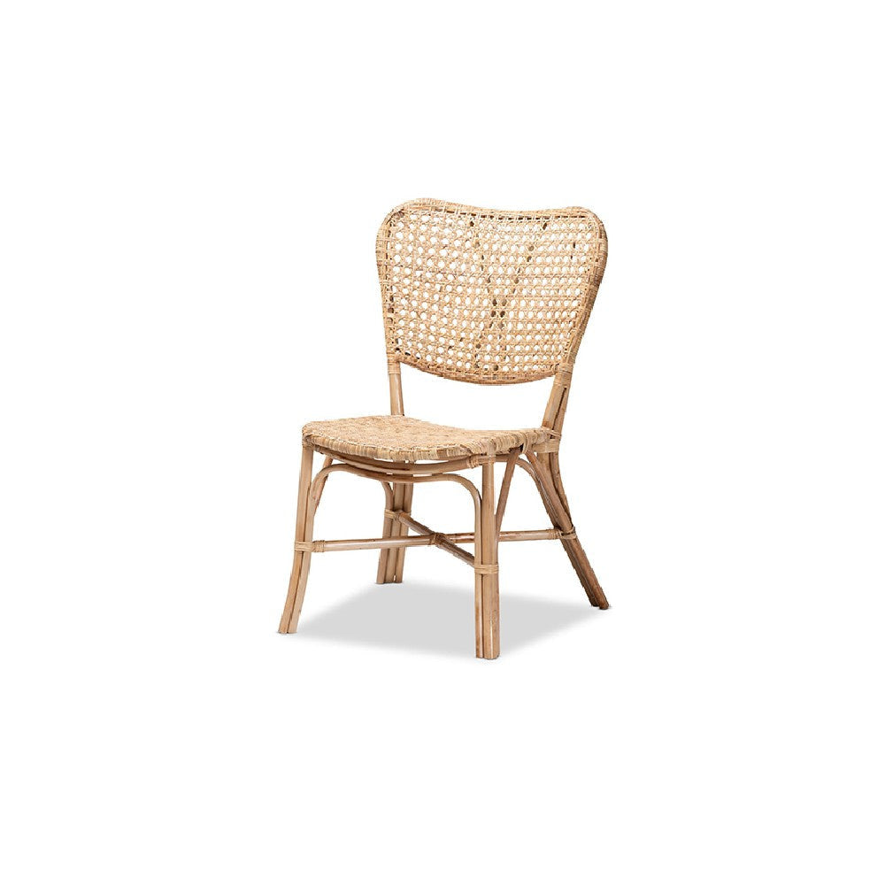 bali & pari Nadira Modern Bohemian Natural Brown Finished Rattan Dining Chair WHI-RCN003-Rattan-DC