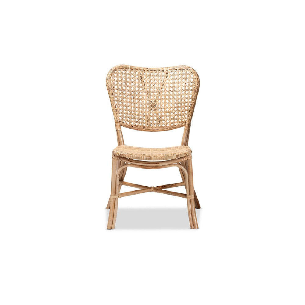 bali & pari Nadira Modern Bohemian Natural Brown Finished Rattan Dining Chair WHI-RCN003-Rattan-DC