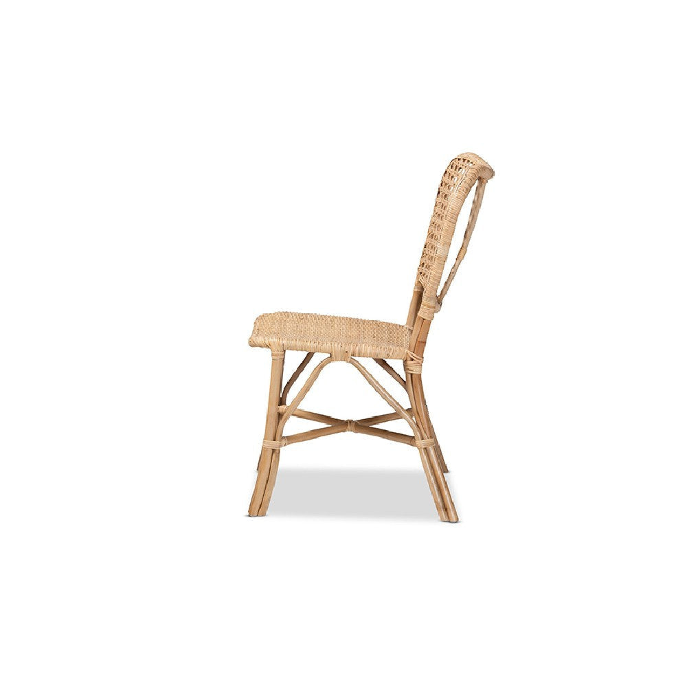bali & pari Nadira Modern Bohemian Natural Brown Finished Rattan Dining Chair WHI-RCN003-Rattan-DC