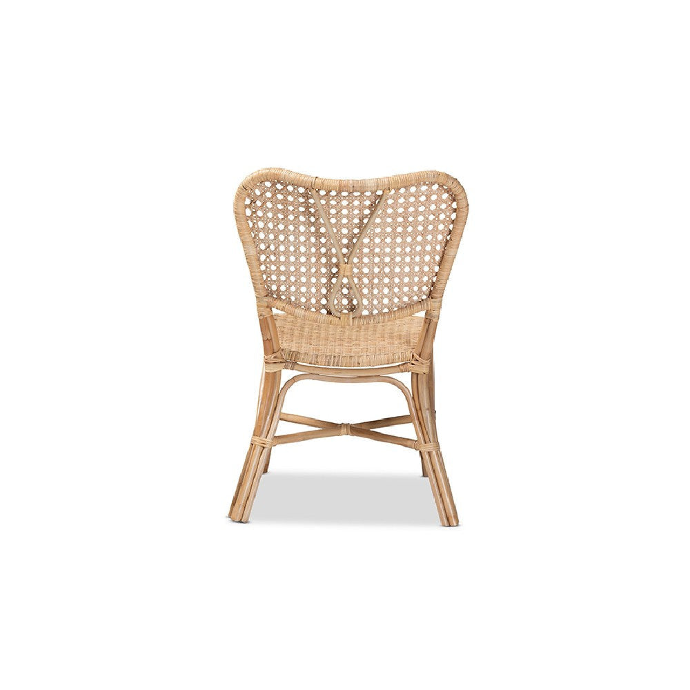 bali & pari Nadira Modern Bohemian Natural Brown Finished Rattan Dining Chair WHI-RCN003-Rattan-DC