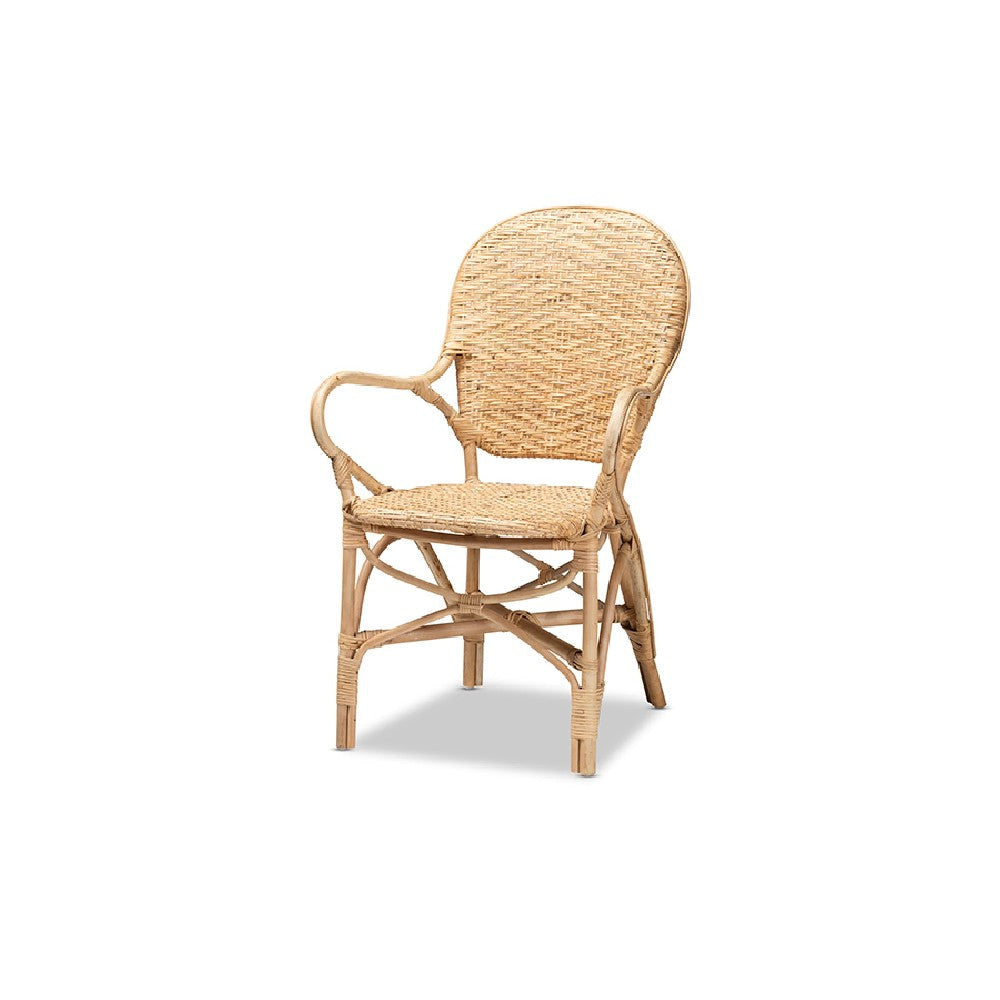 bali & pari Genna Modern Bohemian Natural Brown Finished Rattan Dining Chair WHI-RCN004-Rattan-DC