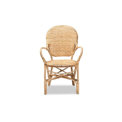 bali & pari Genna Modern Bohemian Natural Brown Finished Rattan Dining Chair