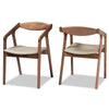 Baxton Studio Harland Mid-Century Modern Grey Faux Leather Upholstered and Walnut Brown Finished Wood 2-Piece Dining Chair Set