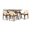 Baxton Studio Afton Mid-Century Modern Beige Faux Leather Upholstered and Walnut Brown Finished Wood 7-Piece Dining Set