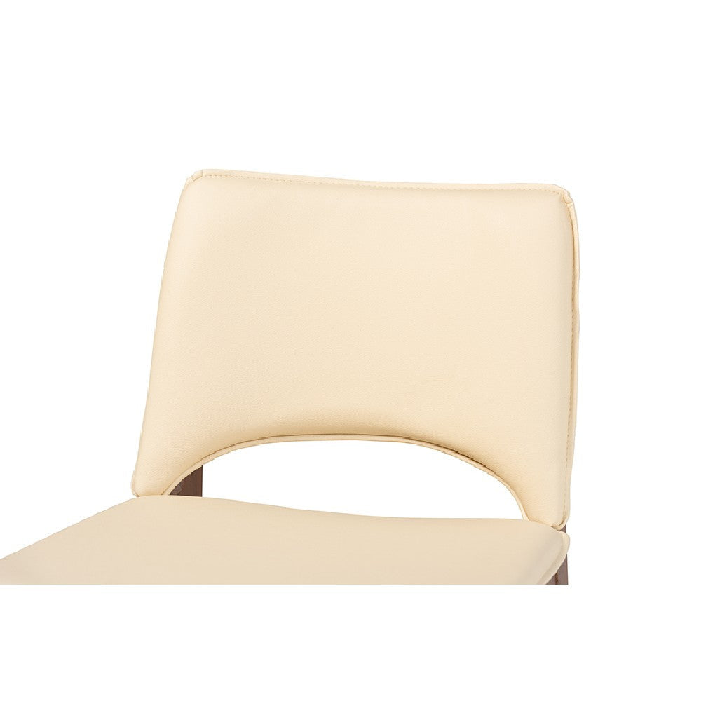 Baxton Studio Afton Mid-Century Modern Beige Faux Leather Upholstered and Walnut Brown Finished Wood 7-Piece Dining Set