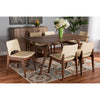 Baxton Studio Afton Mid-Century Modern Beige Faux Leather Upholstered and Walnut Brown Finished Wood 7-Piece Dining Set