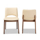 Baxton Studio Afton Mid-Century Modern Beige Faux Leather Upholstered and Walnut Brown Finished Wood 2-Piece Dining Chair Set