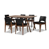 Baxton Studio Afton Mid-Century Modern Black Faux Leather Upholstered and Walnut Brown Finished Wood 7-Piece Dining Set