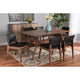 Baxton Studio Afton Mid-Century Modern Black Faux Leather Upholstered and Walnut Brown Finished Wood 7-Piece Dining Set