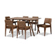 Baxton Studio Afton Mid-Century Modern Brown Faux Leather Upholstered and Walnut Brown Finished Wood 7-Piece Dining Set