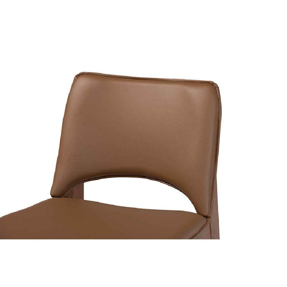 Baxton Studio Afton Mid-Century Modern Brown Faux Leather Upholstered and Walnut Brown Finished Wood 7-Piece Dining Set