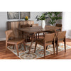 Baxton Studio Afton Mid-Century Modern Brown Faux Leather Upholstered and Walnut Brown Finished Wood 7-Piece Dining Set