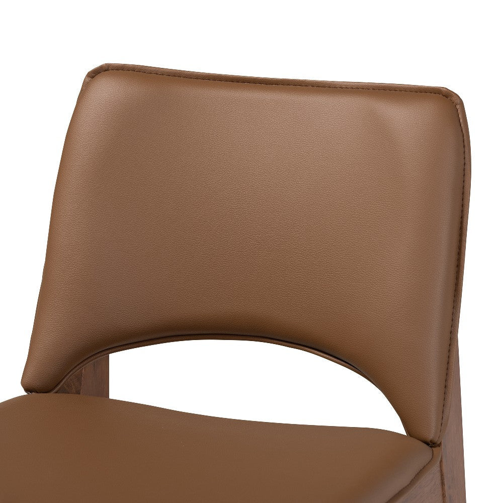 Baxton Studio Afton Mid-Century Modern Brown Faux Leather Upholstered and Walnut Brown Finished Wood 2-Piece Dining Chair Set