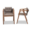 Baxton Studio Marcena Mid-Century Modern Grey Imitation Leather Upholstered and Walnut Brown Finished Wood 2-Piece Dining Chair Set