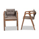 Baxton Studio Marcena Mid-Century Modern Grey Imitation Leather Upholstered and Walnut Brown Finished Wood 2-Piece Dining Chair Set