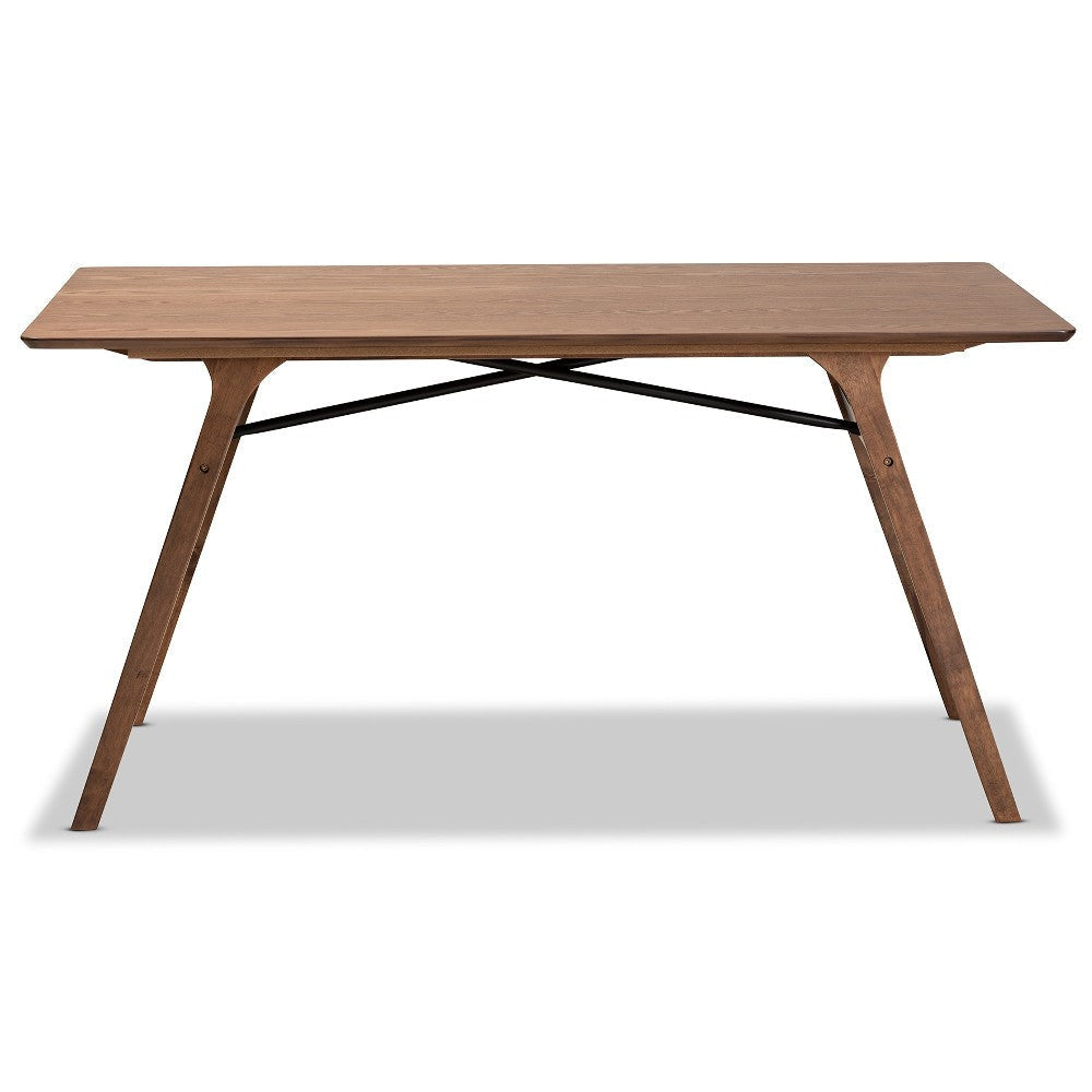 Baxton Studio Saxton Mid-Century Modern Transitional Walnut Brown Finished Wood Dining Table WHI-RDT347-Walnut-DT