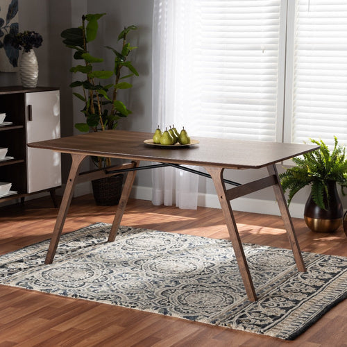 Baxton Studio Saxton Mid-Century Modern Transitional Walnut Brown Finished Wood Dining Table