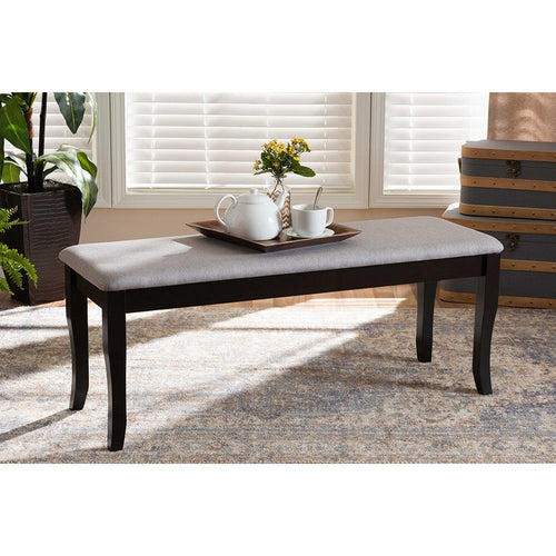 Baxton Studio Cornelie Modern and Contemporary Transitional Grey Fabric Upholstered and Dark Brown Finished Wood Dining Bench