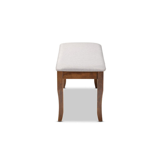 Baxton Studio Cornelie Modern and Contemporary Transitional Grey Fabric Upholstered and Walnut Brown Finished Wood Dining Bench