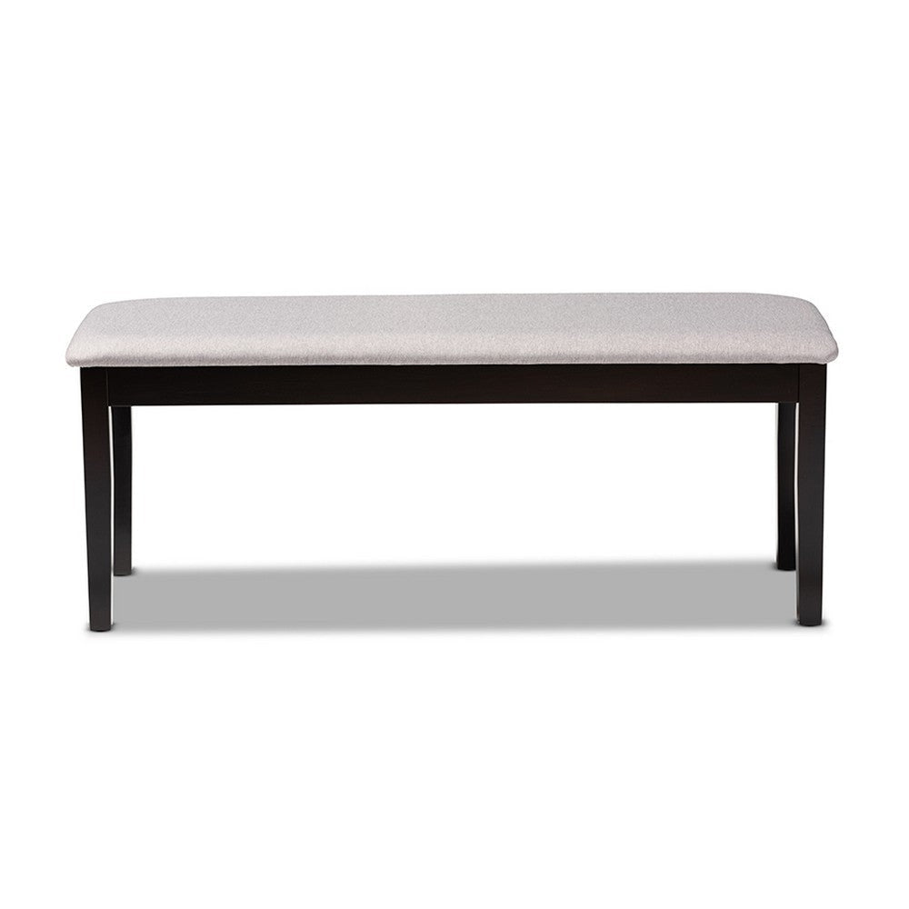 Baxton Studio Teresa Modern and Contemporary Transitional Grey Fabric Upholstered and Dark Brown Finished Wood Dining Bench