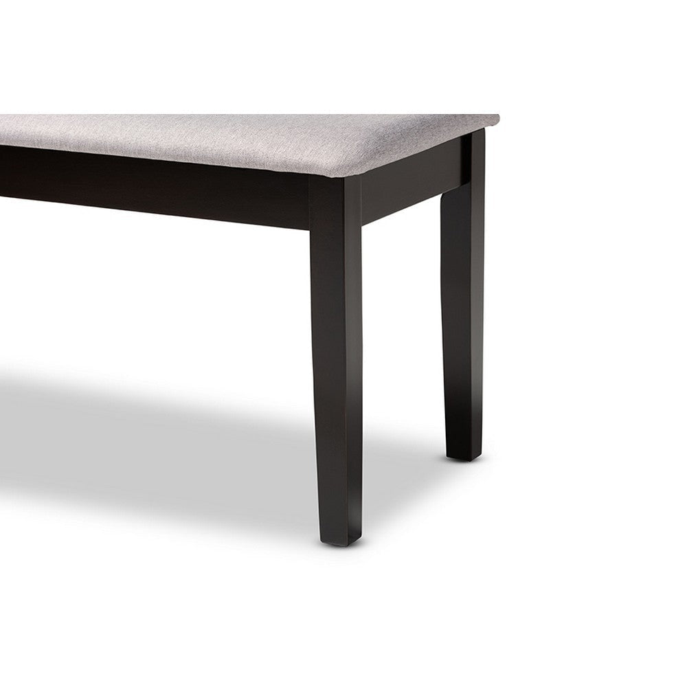 Baxton Studio Teresa Modern and Contemporary Transitional Grey Fabric Upholstered and Dark Brown Finished Wood Dining Bench