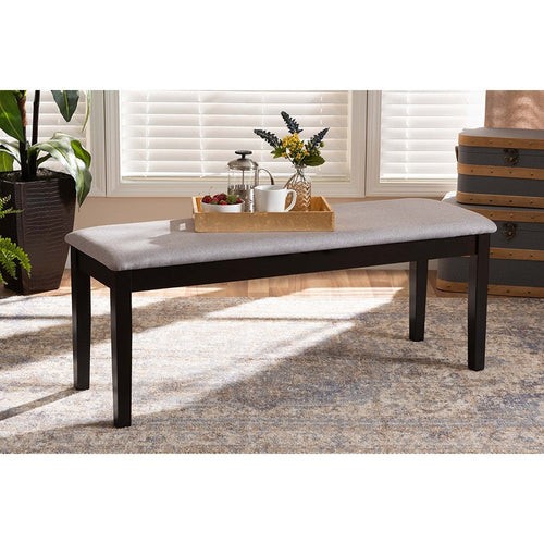 Baxton Studio Teresa Modern and Contemporary Transitional Grey Fabric Upholstered and Dark Brown Finished Wood Dining Bench