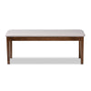 Baxton Studio Teresa Modern and Contemporary Transitional Grey Fabric Upholstered and Walnut Brown Finished Wood Dining Bench