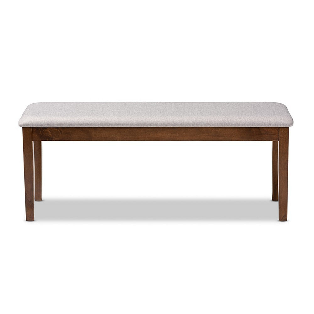 Baxton Studio Teresa Modern and Contemporary Transitional Grey Fabric Upholstered and Walnut Brown Finished Wood Dining Bench