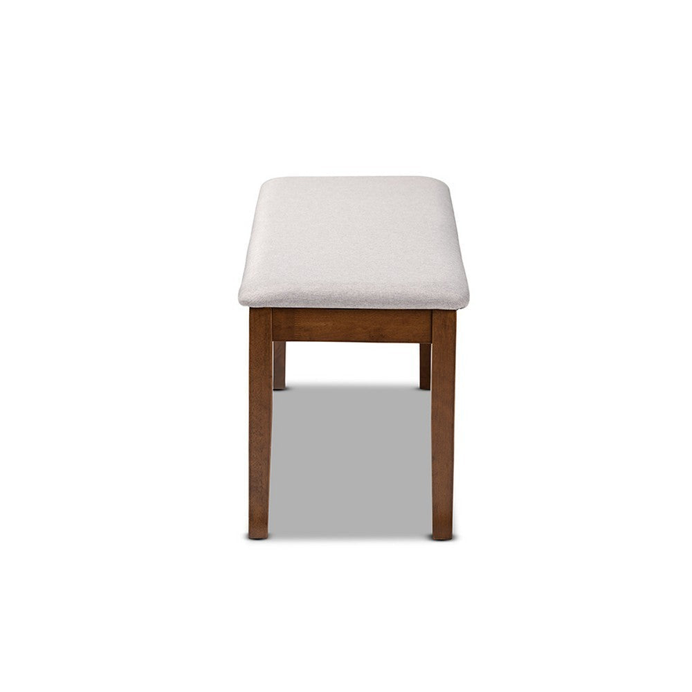 Baxton Studio Teresa Modern and Contemporary Transitional Grey Fabric Upholstered and Walnut Brown Finished Wood Dining Bench