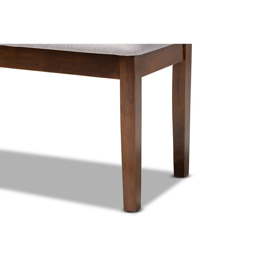 Baxton Studio Teresa Modern and Contemporary Transitional Grey Fabric Upholstered and Walnut Brown Finished Wood Dining Bench