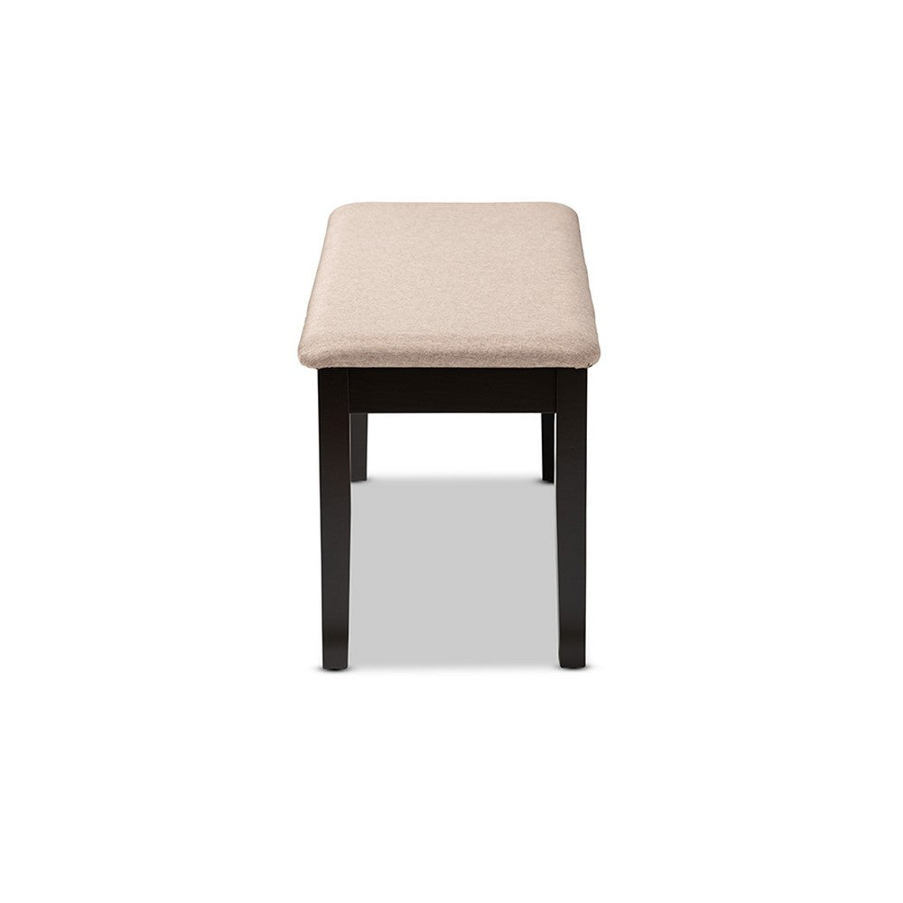 Baxton Studio Teresa Modern and Contemporary Transitional Sand Fabric Upholstered and Dark Brown Finished Wood Dining Bench