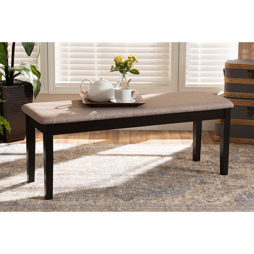 Baxton Studio Teresa Modern and Contemporary Transitional Sand Fabric Upholstered and Dark Brown Finished Wood Dining Bench