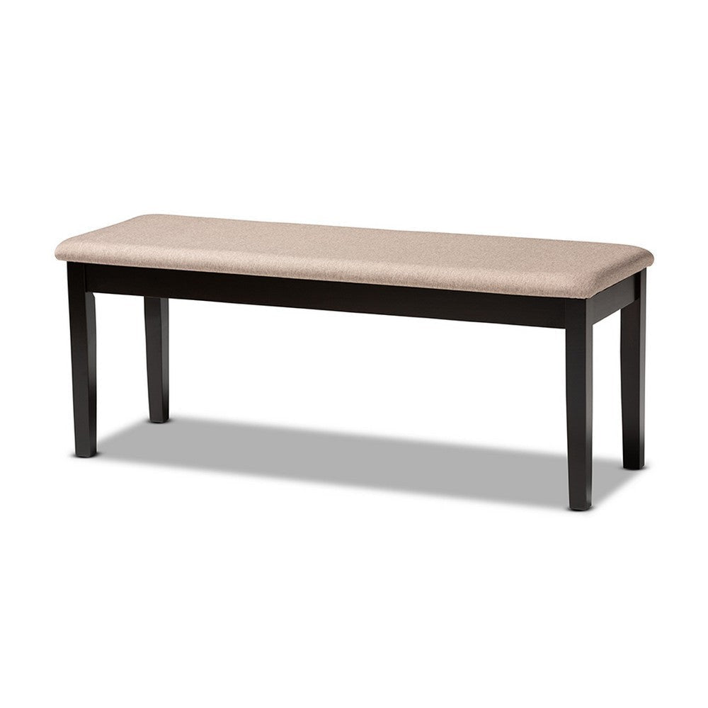 Baxton Studio Teresa Modern and Contemporary Transitional Sand Fabric Upholstered and Dark Brown Finished Wood Dining Bench