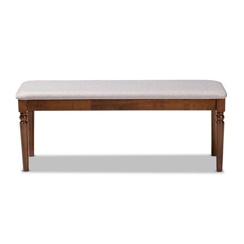 Baxton Studio Giovanni Modern and Contemporary Grey Fabric Upholstered and Walnut Brown Finished Wood Dining Bench